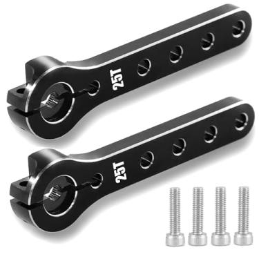 Imagem de 2pcs Metal 25T Servo Horn 56mm 25 Teeth Extension Steering Servo Arm Compatible with 30-100CC Balsa Airplanes RC Plane Helicopter Car (Black)