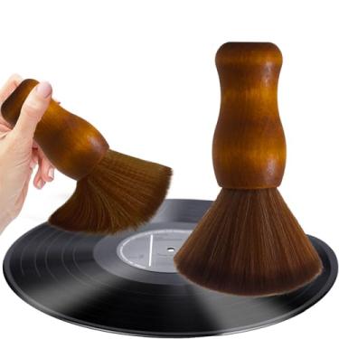 Imagem de Escova de disco de vinil para toca-discos, escova de limpeza antiestática para discos de vinil LP CD cartucho (marrom)