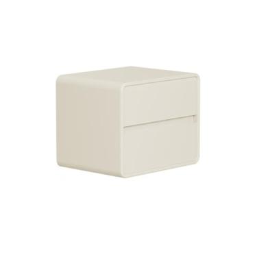 Imagem de Mesa de cabeceira Mesa de cabeceira de madeira maciça na cor branca com armário de armazenamento de duas gavetas para sala de estar, quarto, escritório Armário de armazenamento de madeira maciça Gavet