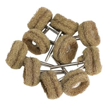 Imagem de polegada 10Pcs Escova Rotativa Lixamento Polimento Polimento Moagem Roda Escova para Ferramentas Rotativas 25mm Rodada Feltro De Lã Acessórios, 10pc marrom, com haste de 2,35mm