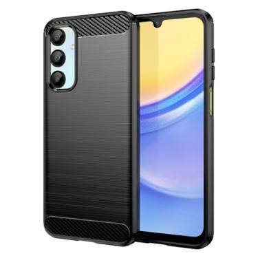 Imagem de Vavies Capa para Galaxy A16 5G, para Samsung A16 SM-A166B Capa de fibra de carbono fina e macia TPU com absorção de choque, capa de telefone à prova de choque para Samsung Galaxy A16 preta