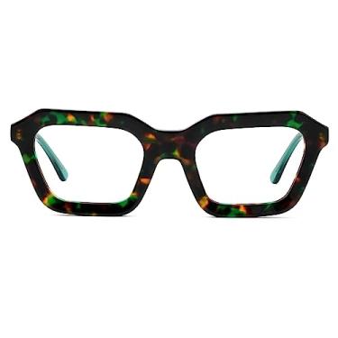 Imagem de Zeelool Armação de óculos retangular vintage para mulheres e homens com lente transparente sem prescrição ZJGA132186, Zjga132186-03 Tartaruga, G