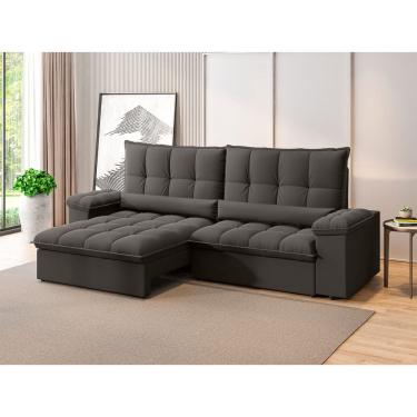 Imagem de Sofá Sideral Retrátil e Reclinável com Molas no Assento 2,30m Velosuede - NETSOFAS - Chumbo