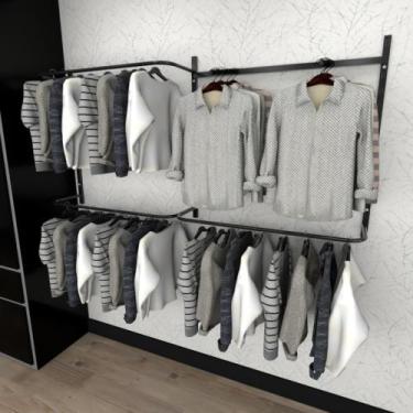 Imagem de Arara de roupas closet quarto com 9 peças cremalheira 200x100 cm cor p