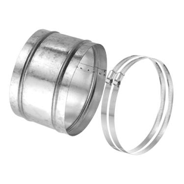 Imagem de PATIKIL Conector de duto de 16 cm, 1 conjunto de acoplamento de duto de ferro galvanizado acoplador de ventilação secador conector de extensão de mangueira de acoplamento de tubo com braçadeiras de
