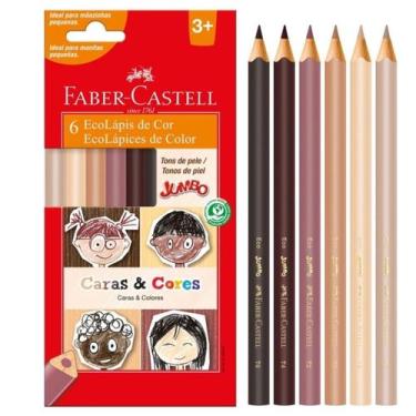 Imagem de Lápis de Cor Jumbo, 6 cores, caras & cores, Faber-Castell - Faber Cast