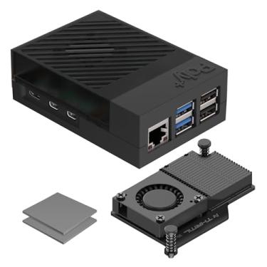 Imagem de Capa Argon Poly+5 Raspberry Pi 5 com Cooler Ativo | Ventilador THRML de 30 mm e dissipador de calor de alumínio | Compatível com RPI 5 (Preto)