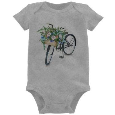 Imagem de Body Bebê Bicicleta Cesto de Flores - Foca na Moda, Cinza, M