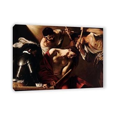 Imagem de Arte de parede em tela clássica emoldurada - impressões Michelangelo Merisi Caravaggio - reprodução de pinturas a óleo famosas - A coroação com espinhos pôsteres - imagens de arte em tela 80 x 110 cm