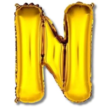 Imagem de Balão Metalizado Decorativo Letra N, 100 cm, Dourado, para Festas e Aniversários
