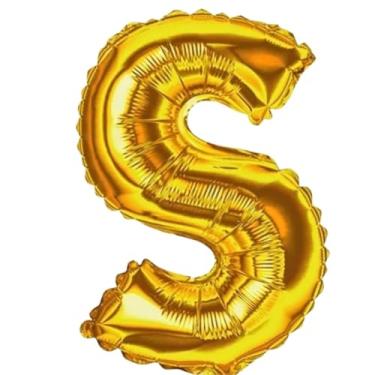 Imagem de Balão Metalizado Decorativo Letra S, 100 cm, Dourado, para Festas e Aniversários