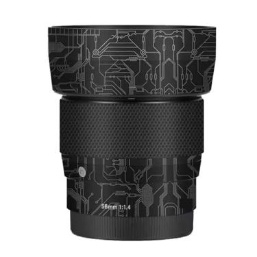 Imagem de Película protetora para lente da câmera, película protetora, película vinly, adesivo premium para Sigma 56 mm F1.4 DG DN, adequado para Sony E Mount para Canon EFM Mount (Circuit Titanium)