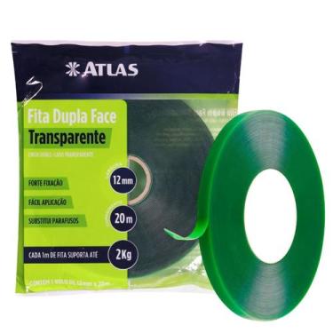 Imagem de Fita Dupla Face Forte 12mm x 20m Atlas Adesiva Transparente Alta Fixac