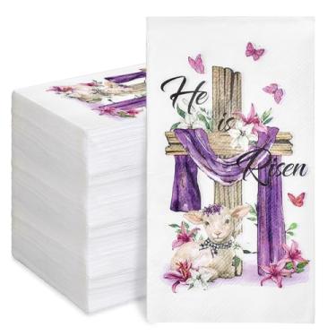 Imagem de FYSUIMU 100 pçs guardanapo de convidado de páscoa guardanapo de papel cruz descartável jantar toalha de mão guardanapo para cozinha banheiro suprimentos de festa