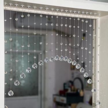 Imagem de Cortina com contas de cristal de 20 cordas, cortina de corda de porta arqueada, divisória de porta suspensa adequada para casa, café, quarto, restaurante. (transparente)