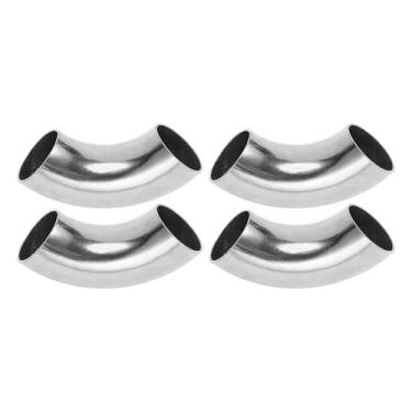 Imagem de Motoforti 4 peças 90 graus mandril curva cotovelo carro modificado tubo de escape tubulação 304 aço inoxidável tom prata 304