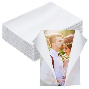 Imagem de Pacote com 200 jaquetas de veludo pré-dobradas para convites de 12 x 18 cm - Envelope de veludo para convites de casamento - Forros de papel transparente a granel para cartões de casamento