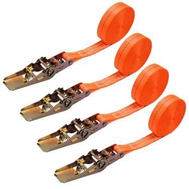 Imagem de Bundler Ratchet Tie Down Strap Heavy Duty Orange Ratchet Straps, 1 polegada de largura x 20 pés de comprimento, alça de catraca resistente, limite de carga de trabalho 1000 libras (pacote com 4)