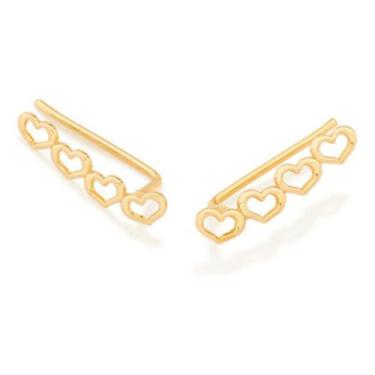 Imagem de Brinco Ear Cuff Corações Vazados Rommanel 526493, Branco, unico