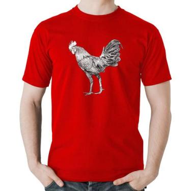 Imagem de Camiseta Algodão Galo Desenho - Foca na Moda, Vermelho, GG