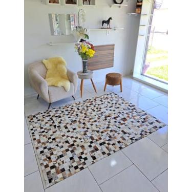 Imagem de Tapet De Couro Quadriculado Natural Bovino 2,00 x 1,50 m (Tricolor)
