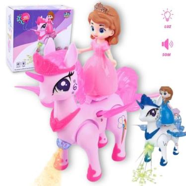 Imagem de Brinquedo Boneca Princesa E Unicórnio Anda Com Luz Som - Europio