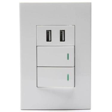 Imagem de Interruptor Premium Duplo De Parede Com Dupla Entrada USB - Jwcom