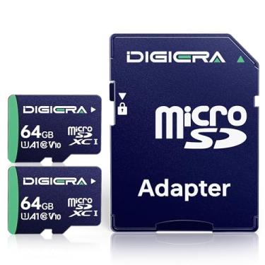 Imagem de DIGIERA Cartão de memória 64GB CT100 microSDXC UHS-I com adaptador - até 100 MB/s, C10, U1, V10, Full HD, A1, cartão micro SD para smartphones, tablets, câmeras, consoles de jogos e drones (pacote com