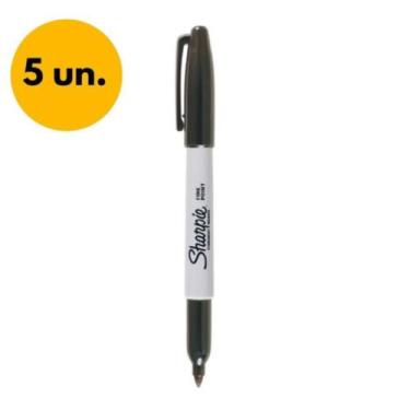 Imagem de Caneta Marcadora Permanente Ponta Fina Sharpie Preta - 5un