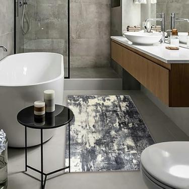 Imagem de 1 Tapete Banheiro Belga Grande Absorvente Es Mo 66 x 110 Vr (D7Mod Cinza Azul Bege Preto Marfim Moderno Manchado Abstrato)