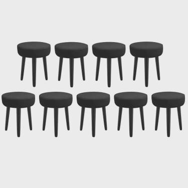 Imagem de Kit 09 Banqueta Alta Julia Industrial 55cm Pé Palito Preto Sintético Preto - Ahz Móveis