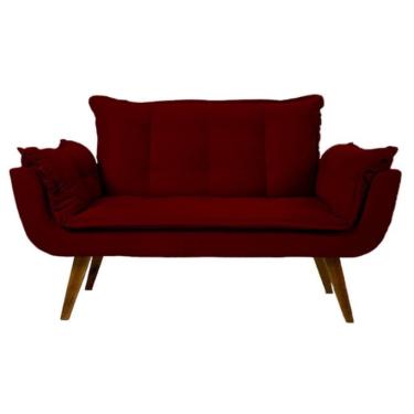 Imagem de Uma Namoradeira 2 lugares + Duas Poltronas luxo opala Suede Bordô Sala de estar/Recepção
