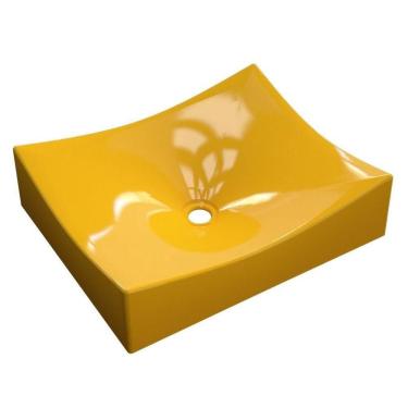 Imagem de Cuba Pia De Apoio Para Banheiro Retangular Milla Ml44w C08 Amarelo