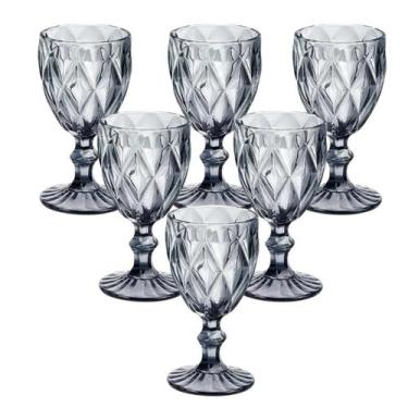 Imagem de Taça vidro diamond fume jogo 6 peça 320ml luxo agua suco - 123 UTIL