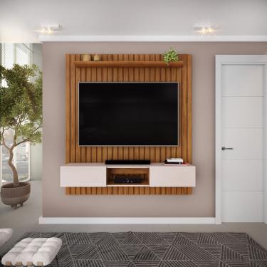 Imagem de Painel para TV até 65 Polegadas Ripado dj Móveis Luca 160 Freijó Freijó / Off White