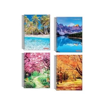 Imagem de Caderno com Espiral Capa dura 10 matérias Escolar trabalho