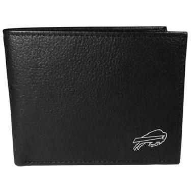 Imagem de Siskiyou Carteira esportiva com logotipo de couro Buffalo Bills, preta, tamanho único, Preto, One Size, Carteira dobrável com logotipo de couro Buffalo Bills