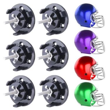 Imagem de Pacote com 6 suportes de parede para capacete de futebol americano para capacete completo ou mini. Suporte de prateleira flutuante para acessório de futebol, preto