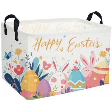 Imagem de Sanjiaofen Cestas Retangulares De Páscoa, Organizadoras Caixas Armazenamento Para Crianças Na Páscoa. Linda Cesta Com Alças. Meninos E Meninas, Decoração Ovos Coelho Da Brinquedos, Livros, Presentes