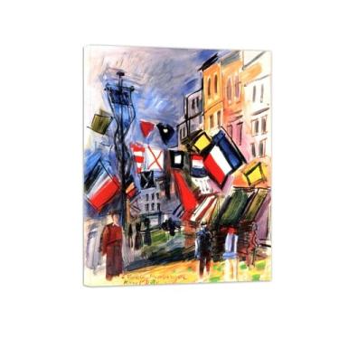 Imagem de Raoull Duufy pinturas famosas arte de parede para sala de estar - imagem de arte clássica - 14 de julho - reprodução em tela - pronto para pendurar tela embrulhada 20x25 cm 8x10in