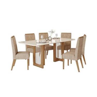 Imagem de Mesa Jantar Yara 200 6 Cadeiras Nina Creme - Henn
