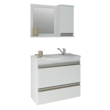 Imagem de Gabinete de Banheiro com Cuba e Espelheira Grecia 65cm Branco - MGM