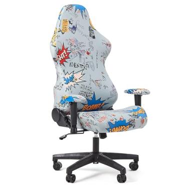Imagem de YAWARAKY Capa para cadeira de escritório de computador, capas de cadeira de jogos, capas de cadeira de mesa de computador com capas de apoio de braço, capas protetoras de poltrona rotativa
