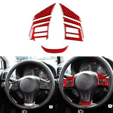 Imagem de Generic Adesivo de acessórios de interiores automotivos de fibra de carbono compatível com Subaru Impreza 2012-2014/Subaru XV Crosstrek 2013 2014 kit de decoração de volante de carro estilo A 7 peças