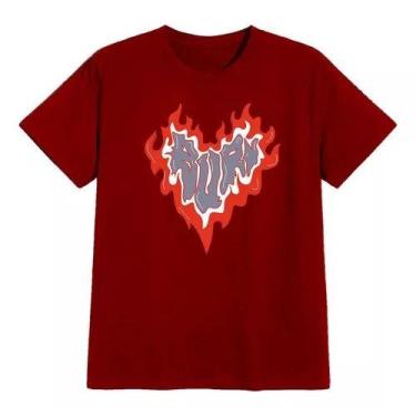 Imagem de Camiseta Casual Minimalista Fogo Amor Chamas Love Fire Swag - loja din