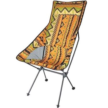 Imagem de ZYHSIJOBAS Cadeira de mochila, cadeira de acampamento com encosto alto, cadeira de acampamento de tecido Oxford Ripstop 900D, cadeira de praia com estrutura triangular de liga de alumínio, cadeira