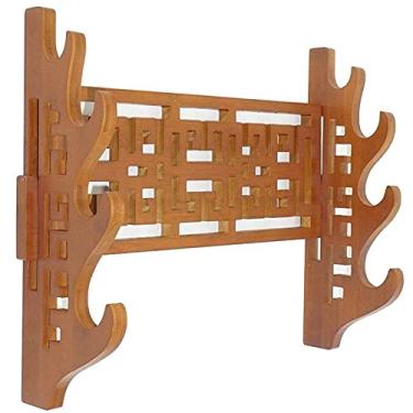 Imagem de JNQLLDS Suporte de espada suporte de parede de bambu para samurai, suporte para armas, cabide de espadas, suporte para katanas, wakizashi e tanto, 4 níveis