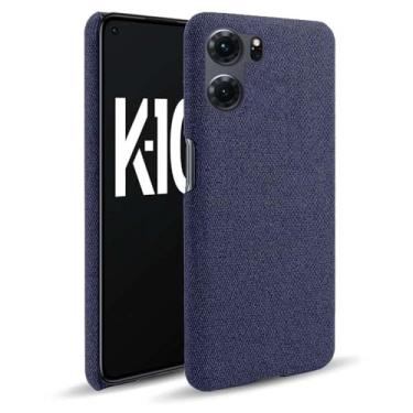 Imagem de Capa para OPPO K10 5G,Capa desenhada em lona,Case Protetora Ultrafina com Empunhadura Macia,Design em Tecido Antichoque e Antiarranhões-Blue