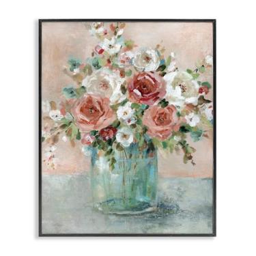 Imagem de Stupell Industries Arte giclée emoldurada de rosas vermelhas e brancas, design de Carol Robinson, 61 x 76 cm