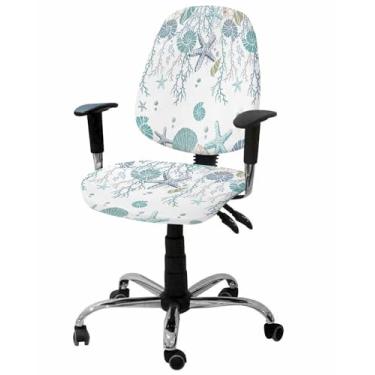 Imagem de Futuregrace Capas de assento de cadeira de escritório, design de textura abstrata de concha de coral de estrela-do-mar, laváveis, protetores de almofada de cadeira antipoeira para assentos de 35 a 45